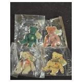 Lot of 4 teenie beanie babies international bears