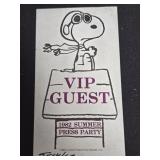 Vintage 1982 vip guest Schulz press party
