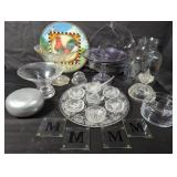 Group of glass and crystal, jar, plate, side