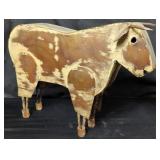 Vintage folk art cattle sculpture