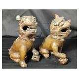 Pair of vintage brass foo dog figurines