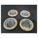 Sterling silver and glass coasters