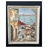 Signed hanging Portuguese azulejo tile art