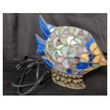 Tiffany style stained glass fish lamp