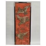 Framed textile embroidery of birds