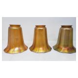 Three signed Ouezal art glass shades