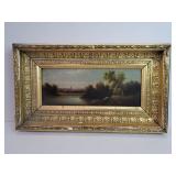 Antique oil painting on board in a ornate gilt