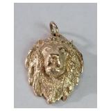 14k gold lion pendant