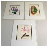 3 original oil and watercolor paintings on paper