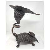 Vintage 3 piece Asian bronze snapping turtle