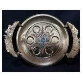 Vintage brass enameled seder plate