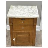 Vintage marble top wood nightstand