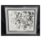 Framed pencil signed Leroy Neiman