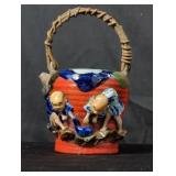 Japanese Sumida Gawa pottery figural teapot