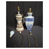 Pair of porcelain and ceramic table lamps