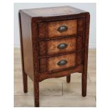 Contemporary burl wood veneer nightstand