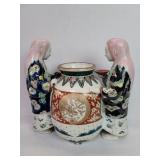 Vintage Japanese Kutani figural  wine jar