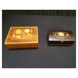 Pair of Italian inlaid wood music boxes