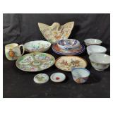 Group of vintage Asian porcelain plates and bowls
