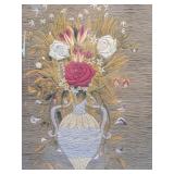 Vintage framed floral embroidery