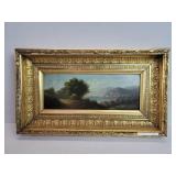 Antique oil painting on board in a ornate gilt
