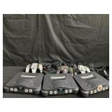 Group of 3 Nintendo 64s with remotes