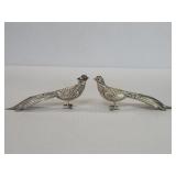 Pair of silver pheasant figures