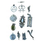 Group of silver pendants