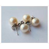 14k gold 585 pearl stud earrings