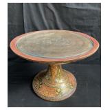 Vintage Balinese carved wood hand painted glass