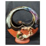 Japanese Sumida Gawa pottery monkey Motif vase