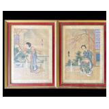 Pair of vintage framed Asian prints