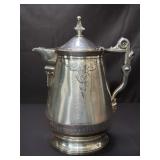 Antique silver plate and porcelain water pitcher