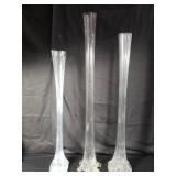 3 tall glass vases