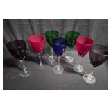 Murano style art glass wine glasses
