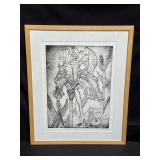 Framed pencil signed etching on rag paper "Iris"