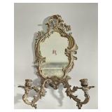 Antique French gilt bronze vanity mirror with