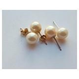 14k gold 585 pearl stud earrings