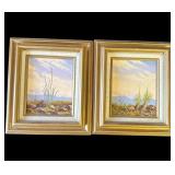 Framed signed Diane Newton oil paintings