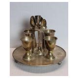 Vintage silver plate egg cruel set