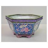 Vintage Asian enamel on copper planter