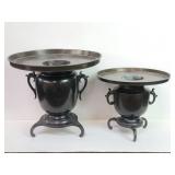 Pair of vintage Japanese bronze incense burners