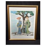 Framed signed Malaysian airbrush art on silk