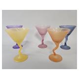 Vintage Z stem frosted satin martini glasses, 5