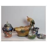 Five Asian ceramic bowl and vases