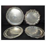Group of silver plate serving trays