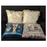 Group of Asian embroidery pillows