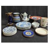 Box of porcelain, pottery, ceramic, plates,
