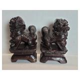 Vintage carved wood foo dogs