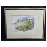 Framed signed watercolor on paper